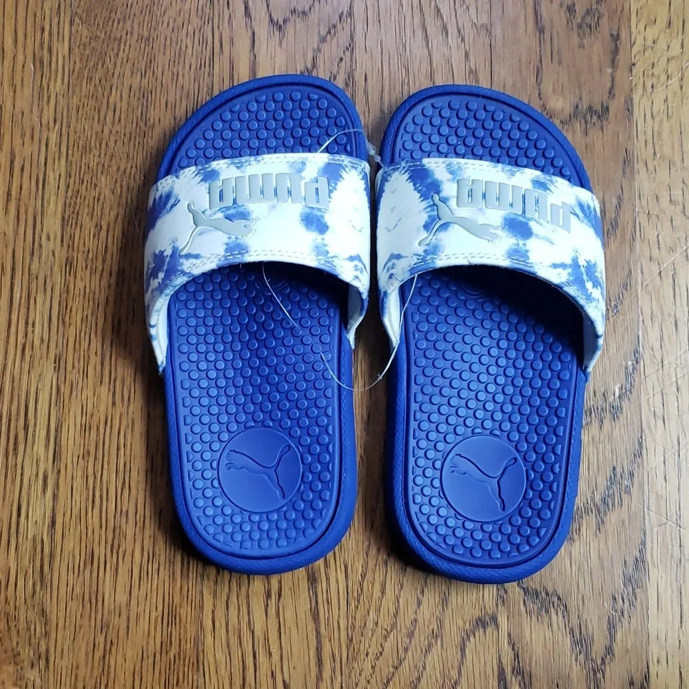 NEW Cool Cat Shibori Jr. Slide Sandal Blue Tie Dye Print Puma Kids Size 11